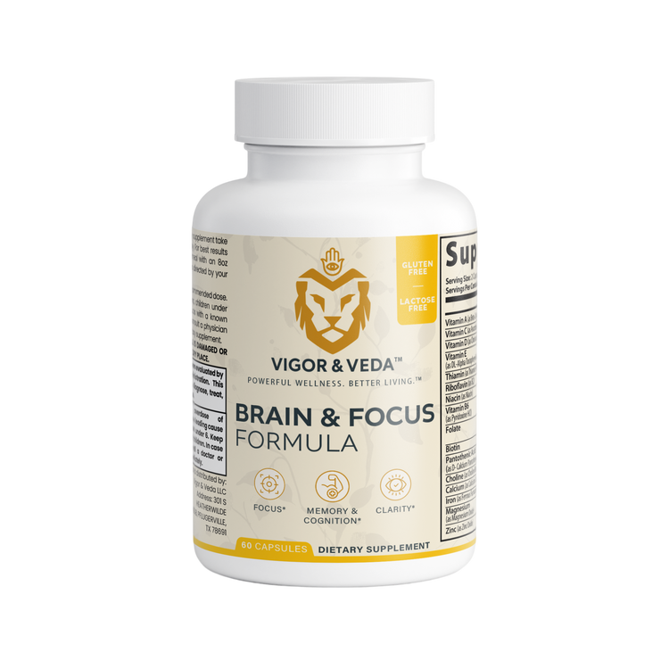 Vigor & Veda Brain & Focus Formula bottle front