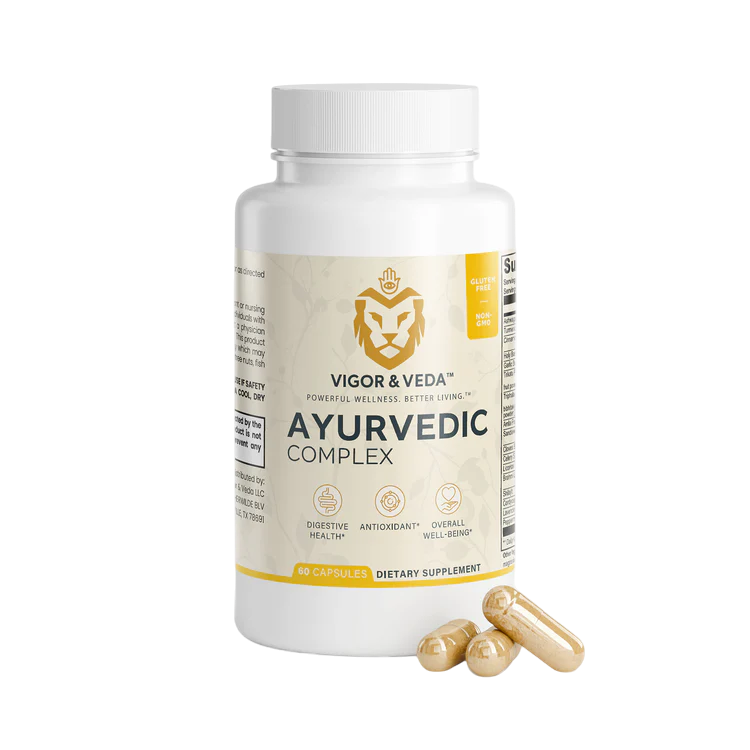 Vigor & Veda Ayurvedic Complex bottle angled view