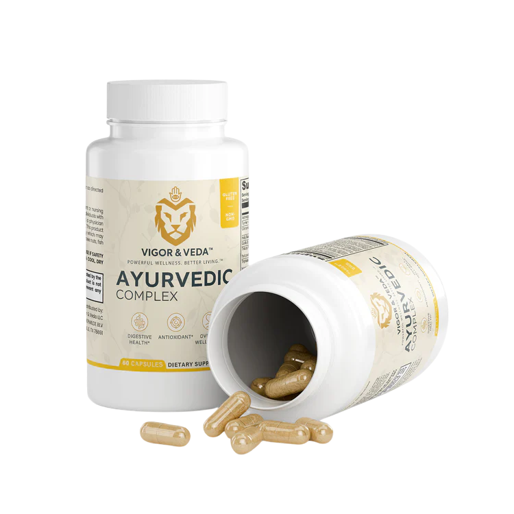 Vigor & Veda Ayurvedic Complex bottle with capsules