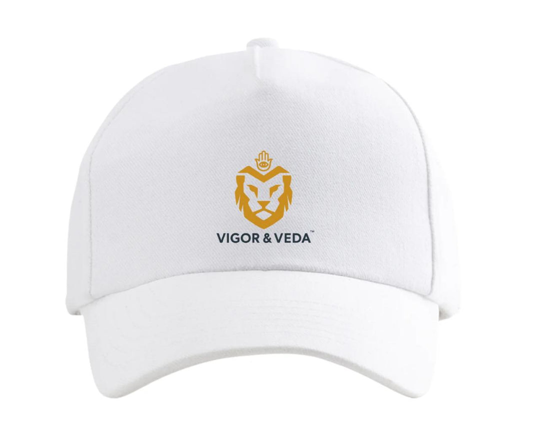 White Vigor & Veda logo cap