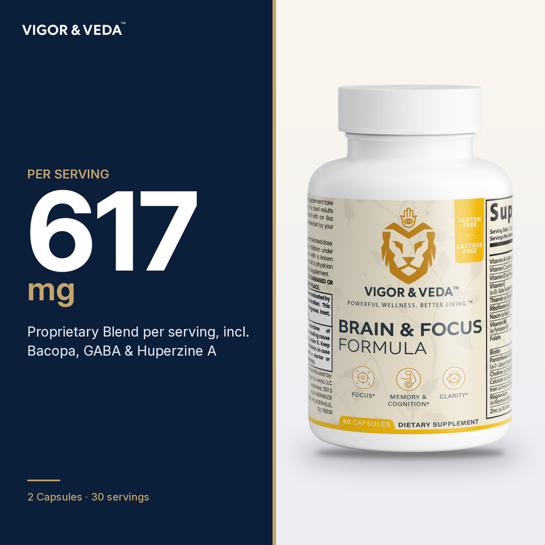 Vigor & Veda Brain & Focus Formula dose per serving