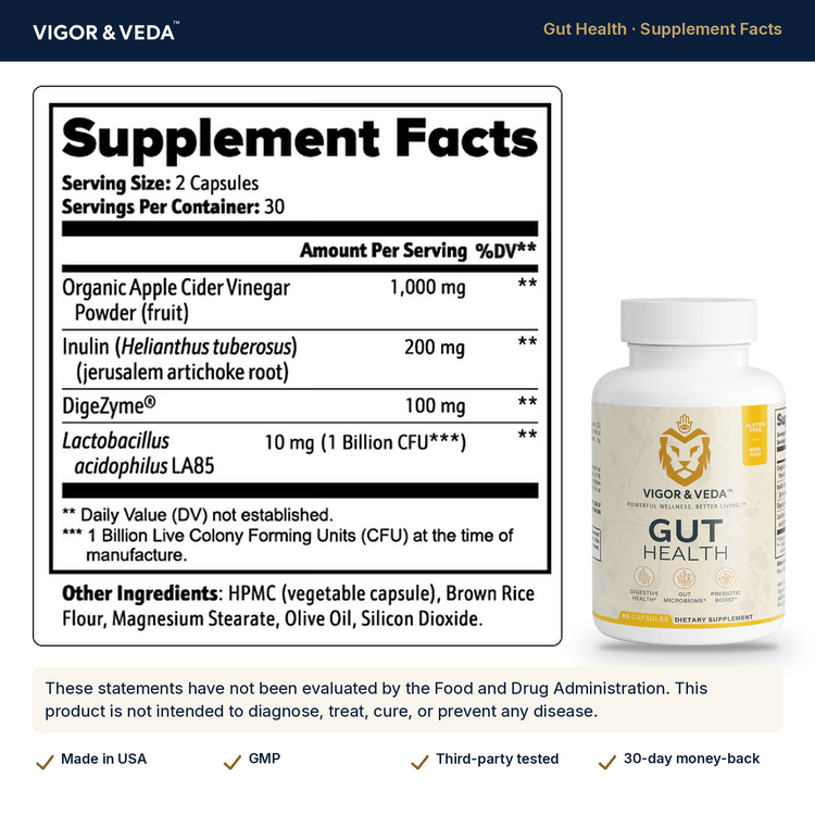 Vigor & Veda Gut Health supplement facts