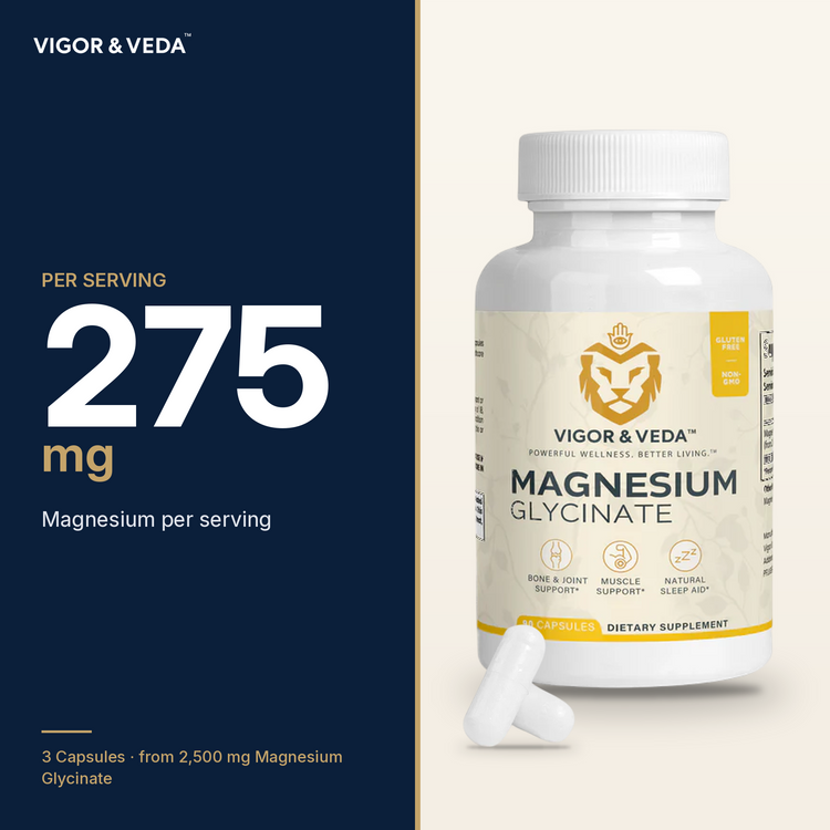 Vigor & Veda Magnesium Glycinate dose per serving